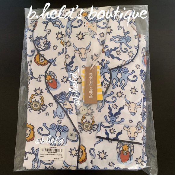 Roller Rabbit Monkey Horoscope Polo Pajamas in White Blue Size XS Brand New NWT - Picture 15 of 16